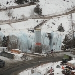 Pre ice festival view of the comp route, and tents being set up.
