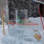 Helped lift some of these 250 pound ice blocks up to be carved into the winner's podium.