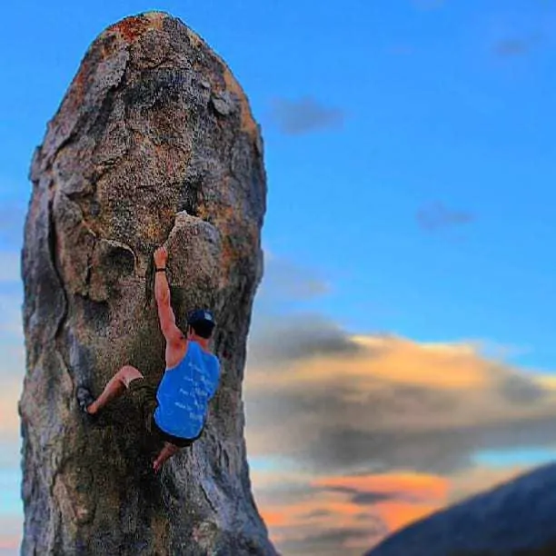 Bouldering in the Alabama Hills after climbing Mount Whitney.