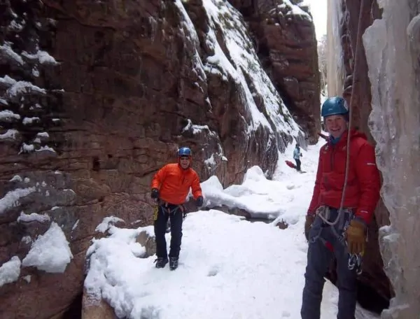 Kel and me climbing at the Flume in New Hampshire