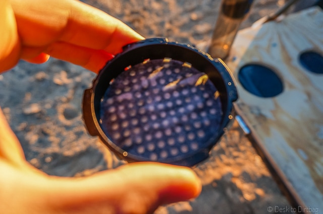 Damp filter will stay in place when upside down. The Best Camping Coffee Maker & How to Make Coffee While Camping
