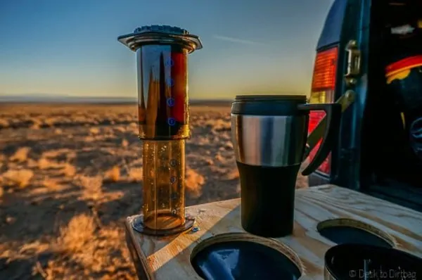How to make coffee while camping with the Aeropress.