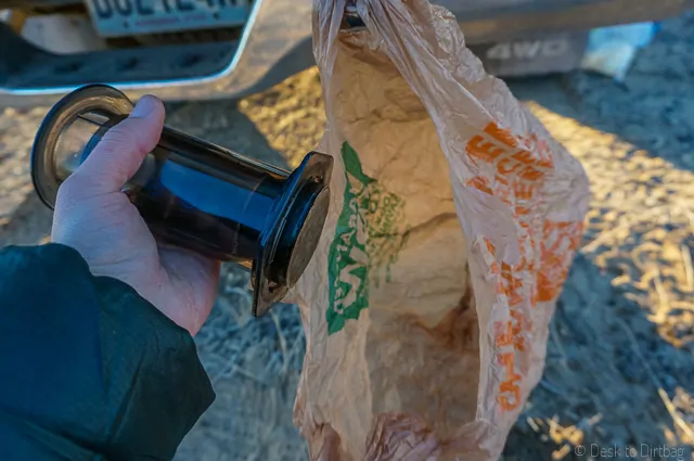 Plunge the filter and puck straight into your garbage bag. The Best Camping Coffee Maker & How to Make Coffee While Camping
