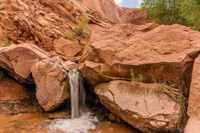 A waterfall along Coyote Gulch - Backpacking Coyote Gulch in Grand Staircase Escalante
