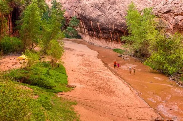 Ghosts hiking along the river next to my camp - Backpacking Coyote Gulch in Grand Staircase Escalante