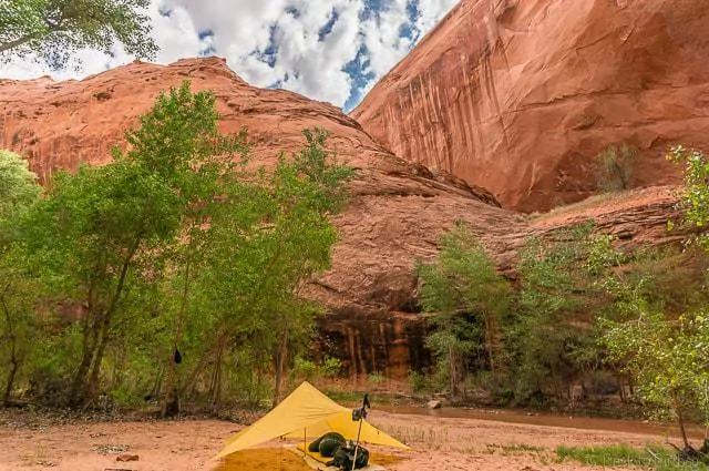 My campsite along Coyote Gulch with the MLD TrailStar - Backpacking Coyote Gulch in Grand Staircase Escalante