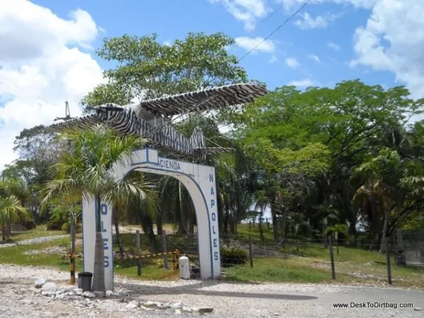 The entry to Hacienda Napoles and one of Pablo's first drug smuggling planes - how to travel the world on a budget