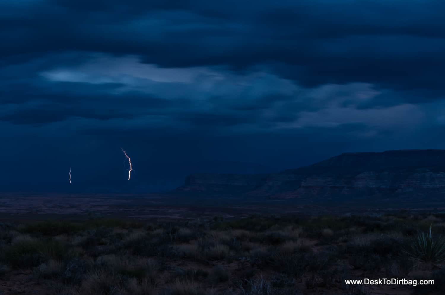 Lightning strikes in the deserts of Grand Staircase Escalante, Utah.
