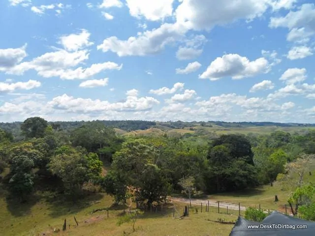 The view of the surrounding countryside from a lookout tower.