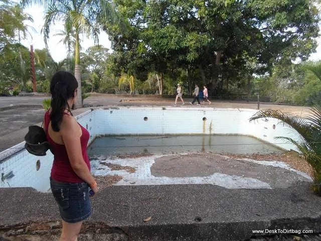 The former pool of a mad man. The airstrip and helicopter pad are nearby.