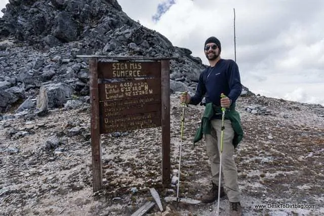 Victory shot at the top of the pass. - Sierra Nevada del Cocuy Colombia