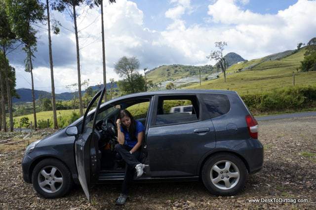 Andrea and her little car - things to do in jardin colombia