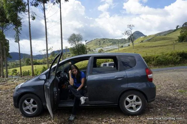 Andrea and her little car - things to do in jardin colombia