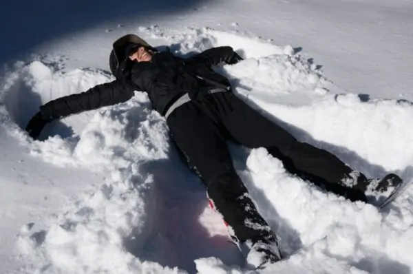 Andrea making a snow angel.