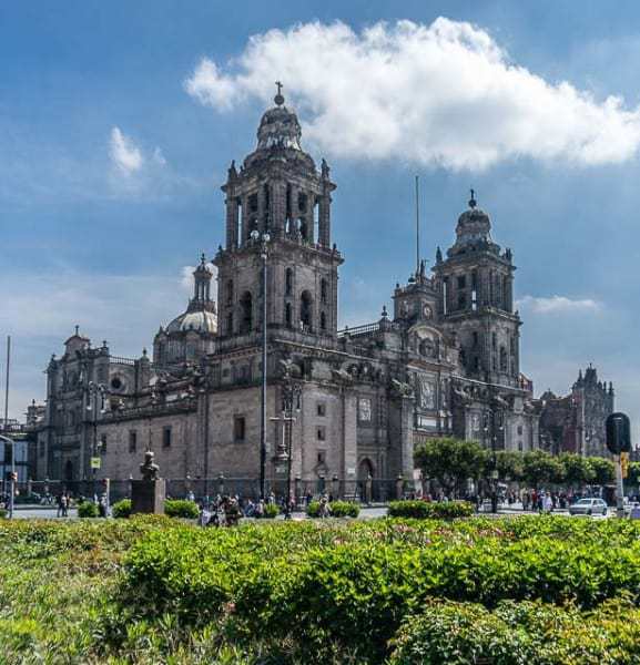 Metropolitan Cathedral beside the Zocalo in Mexico City.
