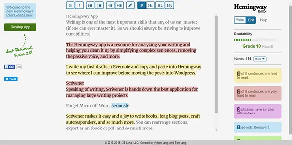 hemingway app - 29 Best Productivity Tools