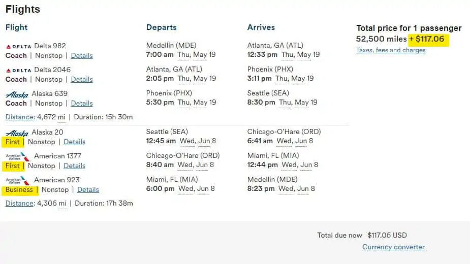 MDE to SEA flight for $117.06 -- how is that for a cheap first class ticket?