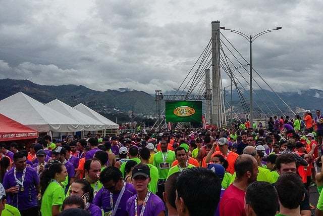 Party on the bridge after the run