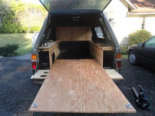 The transformer style sleeping platform for truck camping