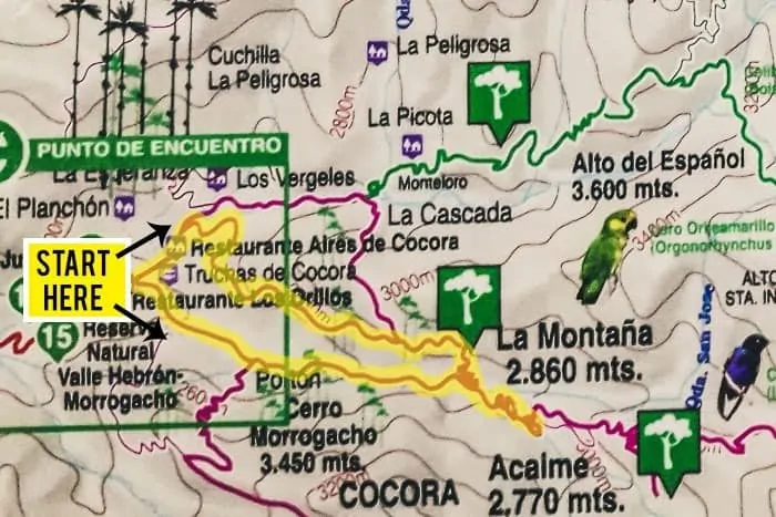 Cocora Valley Hike Map