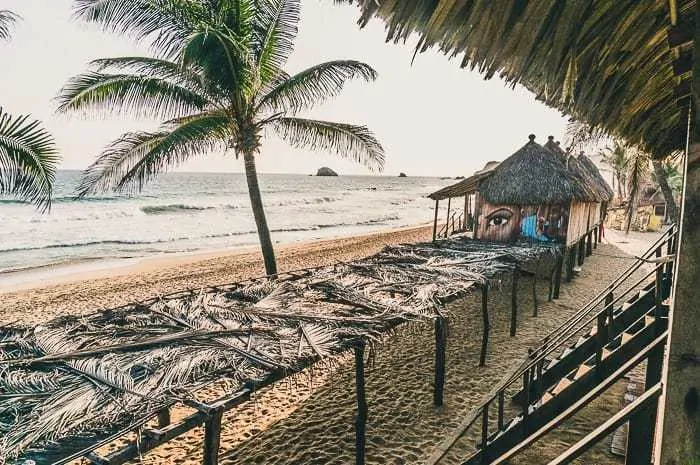 The view from our cabana in Zipolite, the coolest Mexico hippie beach town