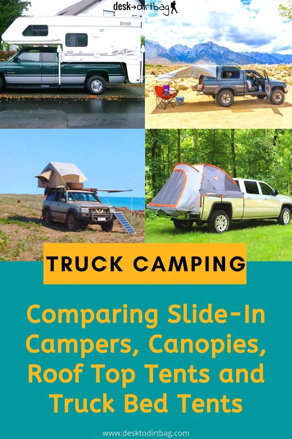Comparing Roof Top Tents, Canopies, Slide-In Campers, and Truck Bed Tents truck-camping, travel