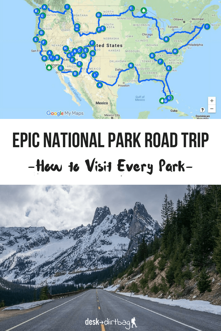 national park road trip east to west