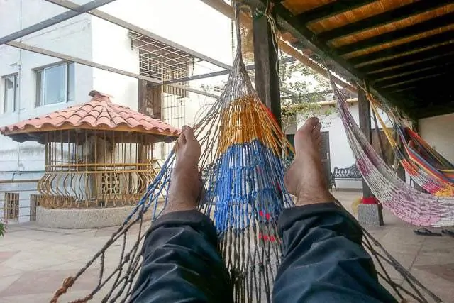 Hanging out in a rooftop hammock - Things to do in Santa Marta Colombia