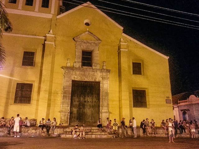 People hanging out on the streets at night - Things to do in Cartagena Colombia