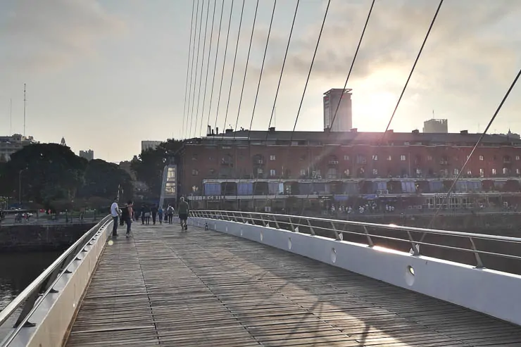 Crossing the pedestrian Puente de la Mujer - The Top 18 Things to Do in Buenos Aires