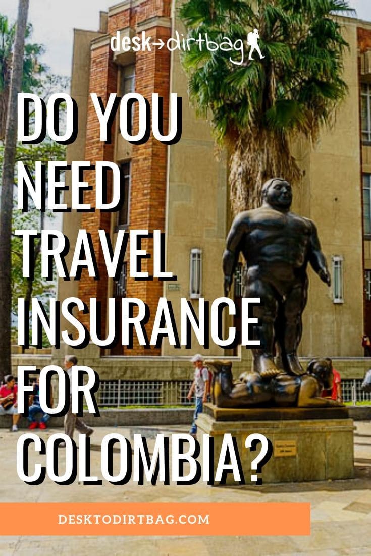 Fernando Botero Statue with the text Do you need travel insurance for Colombia?