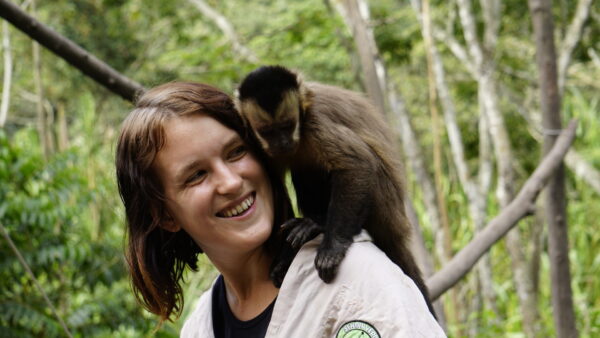 Volunteering Abroad bolivia lora with capuchin monkey