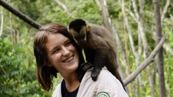 Volunteering Abroad bolivia lora with capuchin monkey