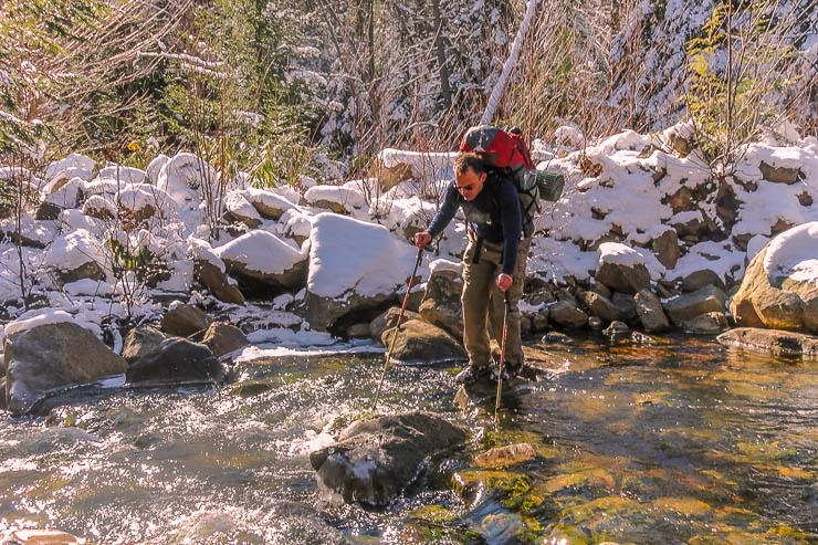 Trekking poles are super helpful for stream crossings. Day hike essentials