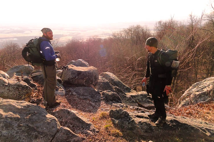 Discussing the plan for the day's hike